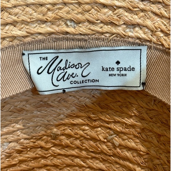 🌟3xHP🌟VTG 2000s Kate Spade Madison Ave Tan/Black Daisy Sequin Straw Bucket Hat - Picture 8 of 11